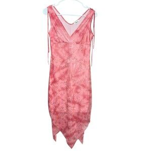 VTG 90s Taboo Women Midi Dress Sz M Pink Fairy Babydoll Y2K Handkerchief Glitter